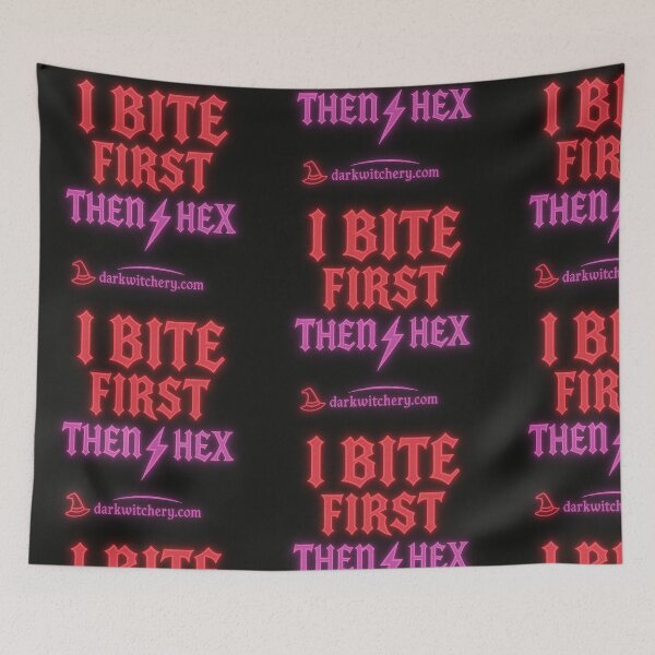 Item preview, I bite First, Then I Hex (Neon Witch Attitude) designed and sold by Dark Witchery.