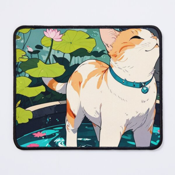 Item preview, Cat in a pond with lotus flowers designed and sold by ChromaStyle.
