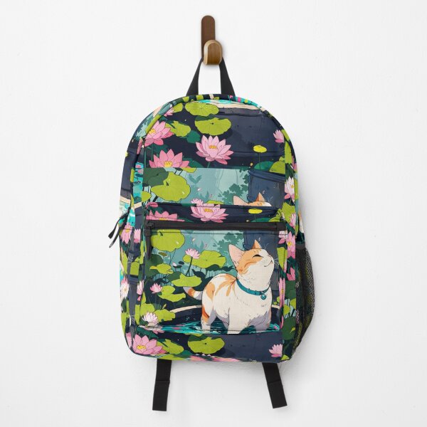 Item preview, Cat in a pond with lotus flowers designed and sold by ChromaStyle.