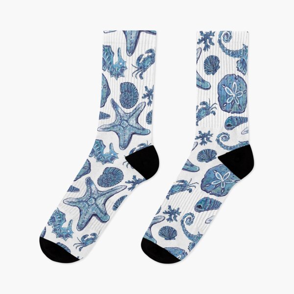 Item preview, Watercolor Shells and Sea Creatures - Navy Collection designed and sold by PD-Coastal.
