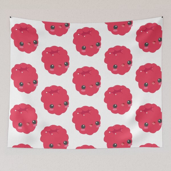 Item preview, Kawaii Raspberry Cute Fruit Illustration with Smiley Face designed and sold by Blueprint&co.