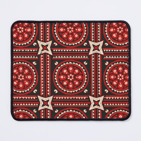 Item preview, Bold Red Geometric Mandala Tile Pattern with Tribal Ethnic Accents designed and sold by weirdfishes123.