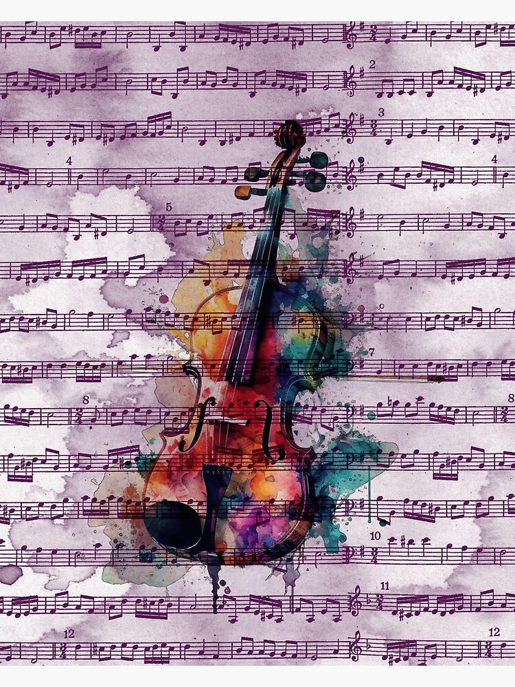 Watercolor Violin with Sheet Music – Artistic Symphony Art