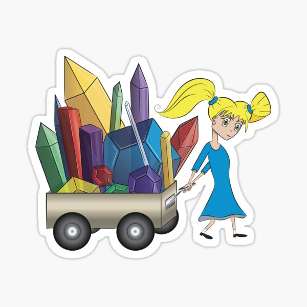 Gem Girl – Whimsical Illustration of a Sparkling Spirit Sticker