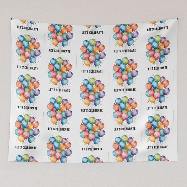 Item preview, Let’s celebrate balloons balloon watercolor art paint illustration text designed and sold by cheekylorns.
