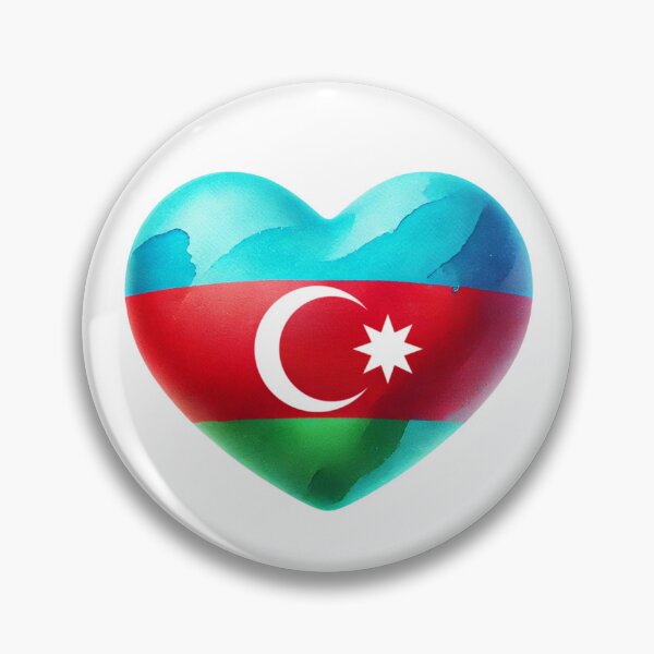 Item preview, Azerbaijan Heart Flag Watercolour Style designed and sold by FlagWardrobe.