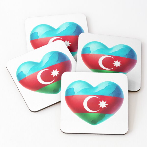 Item preview, Azerbaijan Heart Flag Watercolour Style designed and sold by FlagWardrobe.