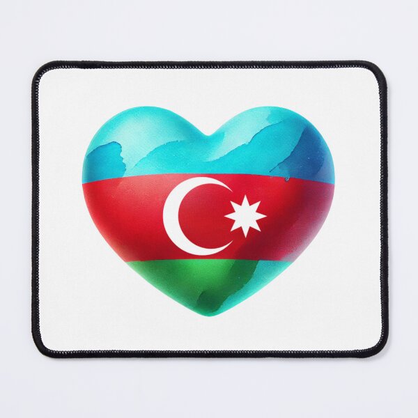 Item preview, Azerbaijan Heart Flag Watercolour Style designed and sold by FlagWardrobe.