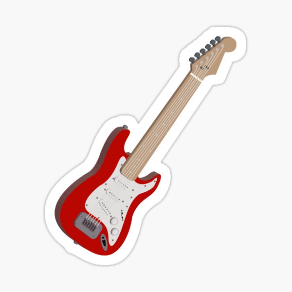 My Little Red Guitar – Whimsical Music Art with Nostalgic Vibes Sticker