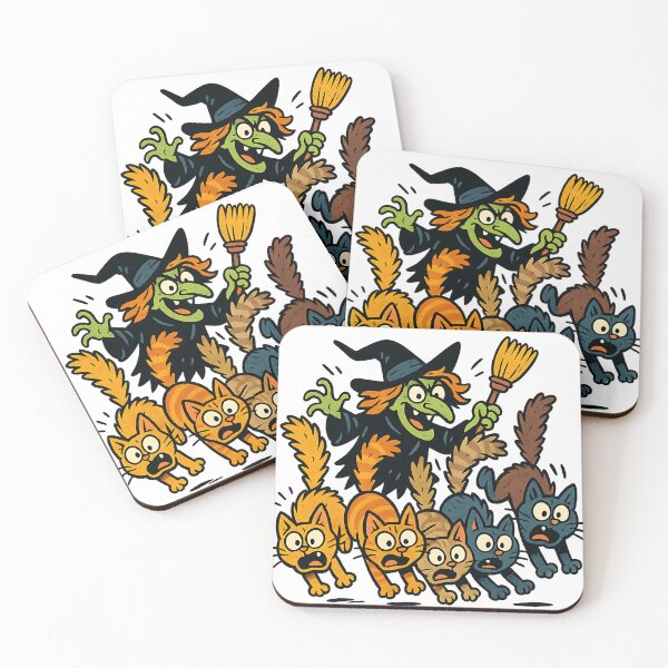 Item preview, Frightened Cats Meet Playful Witch designed and sold by Anime and 90s Style.