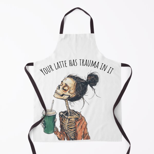 Item preview, Burntout Barista Skeleton with Latte Trauma | Work Anxiety and Dark Humor designed and sold by Envision Designs.