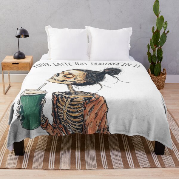Item preview, Burntout Barista Skeleton with Latte Trauma | Work Anxiety and Dark Humor designed and sold by Envision Designs.