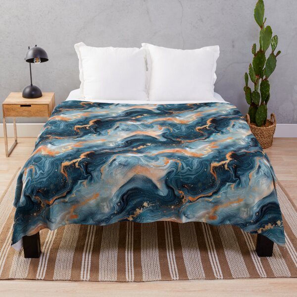 Item preview, Abstract Blue and Orange Marbled Texture with Gold Accents designed and sold by NTGUILTY.