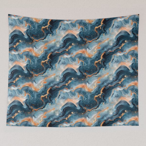 Item preview, Abstract Blue and Orange Marbled Texture with Gold Accents designed and sold by NTGUILTY.