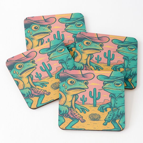 Item preview, Cowboycore Frog Showdown in the Desert designed and sold by POD DYNASTY | Original Print On Demand T-Shirt Graphics.