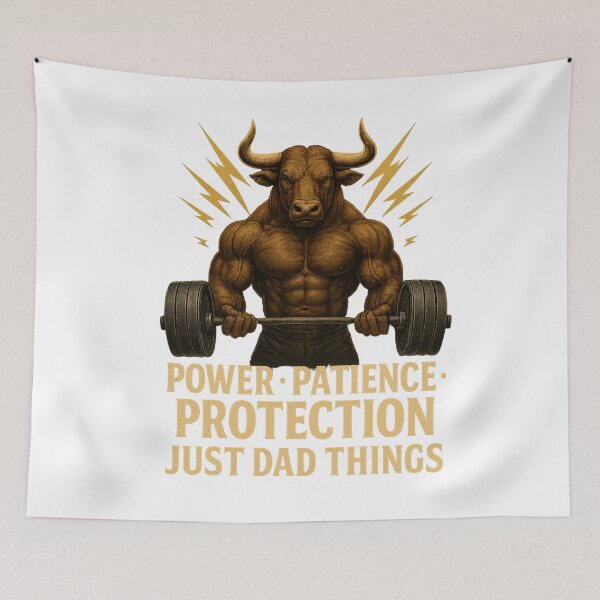 Item preview, Strong Bull Dad – Power Patience Protection Gym Art designed and sold by JenniferCreaArte .