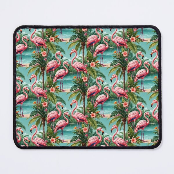 Item preview, Flamingos at beach tropical palm tree hibiscus flamingo gifts designed and sold by cheekylorns.
