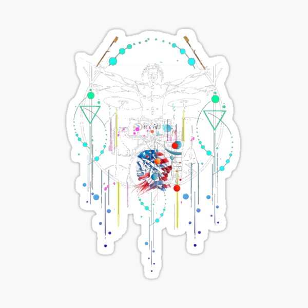 Item preview, Colorful Da Vinci Drummer - Vitruvian Man Playing The Drums designed and sold by Rosa1977.