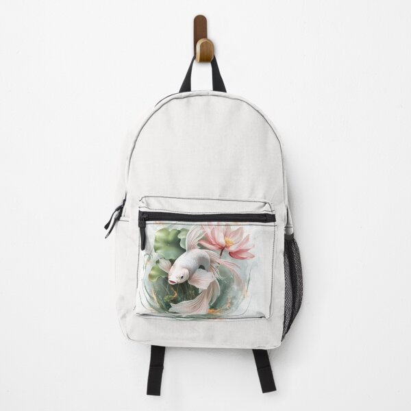 Artikelvorschau, Tranquil Betta Fish Scene – Pink Lotus & Lily Pads entworfen und verkauft von Naturzauber.