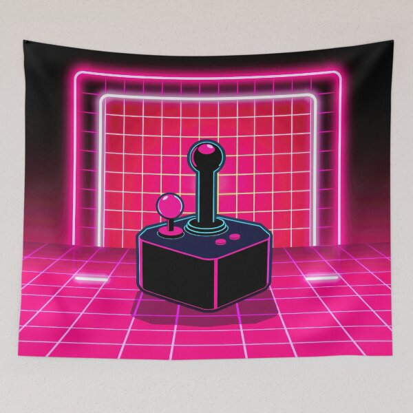 Item preview, Neon Grid Joystick Retro Wallpaper designed and sold by CTM ArtStudio.