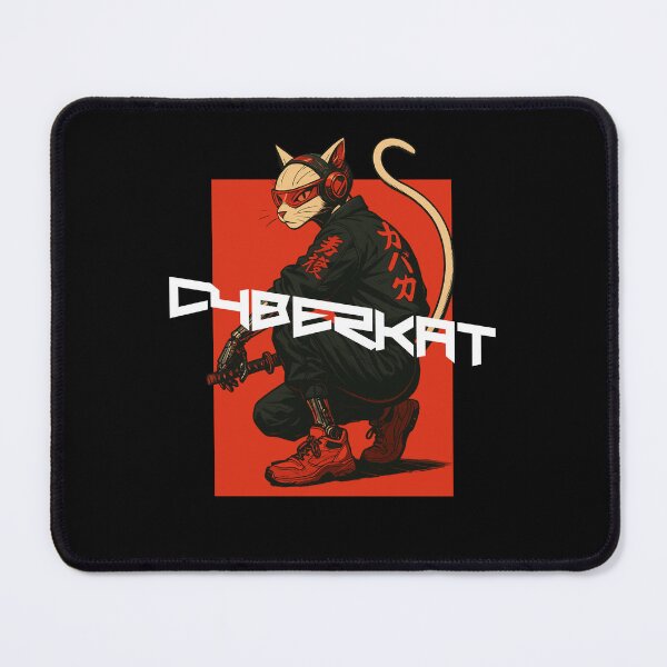 Item preview, CyberKat Ronin Red – Glitchcore Neon Design designed and sold by RizVibes.