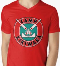 Camp Kikiwaka - Bunk'd - red background Men's V-Neck T-Shirt