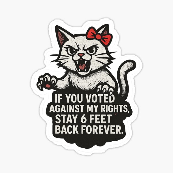 Item preview, Angry Feminist Cat – Stay 6 Feet Back designed and sold by StickieChickie.