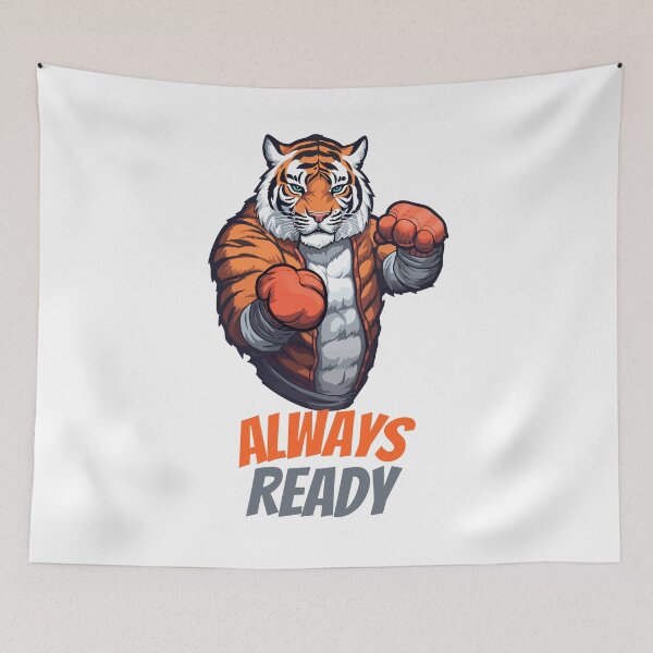 Item preview, Fierce Boxing Tiger – Always Ready Motivational Fighter Design designed and sold by Karim-Karem.