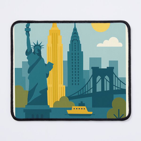 Aperçu de l'œuvre New York - Série de voyages minimalistes et plats créée et vendue par UMLAUT STUDIOS.