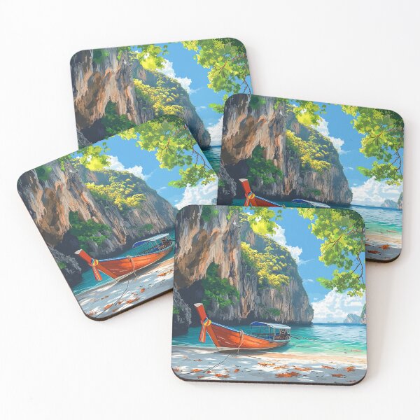 Item preview, Thailand Beach – Longtail Boat and Tropical Coast designed and sold by Myra365Art.