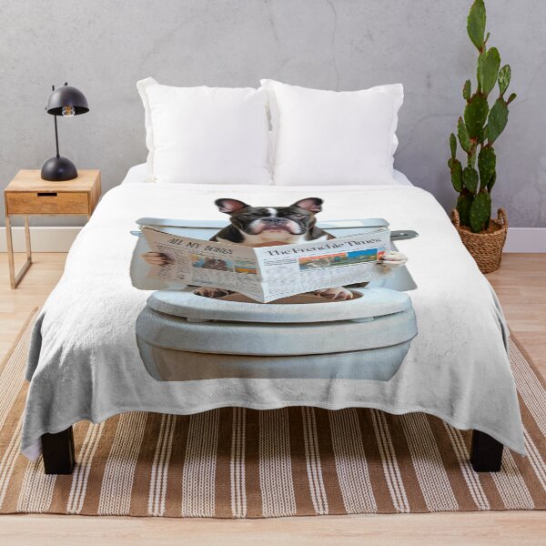 Item preview, Funny French Bulldog on Toilet Reading Newspaper – Dog Humor Design designed and sold by Fredster1966.