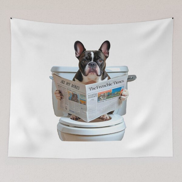 Item preview, Funny French Bulldog on Toilet Reading Newspaper – Dog Humor Design designed and sold by Fredster1966.