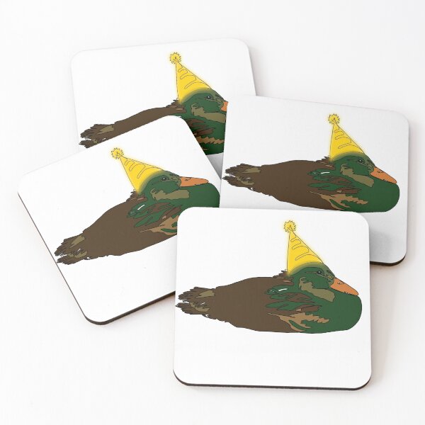Item preview, Bold Mallard Duck Line Drawing with yellow Birthday Hat-animalzinhats designed and sold by Ashley’sAnimalz.