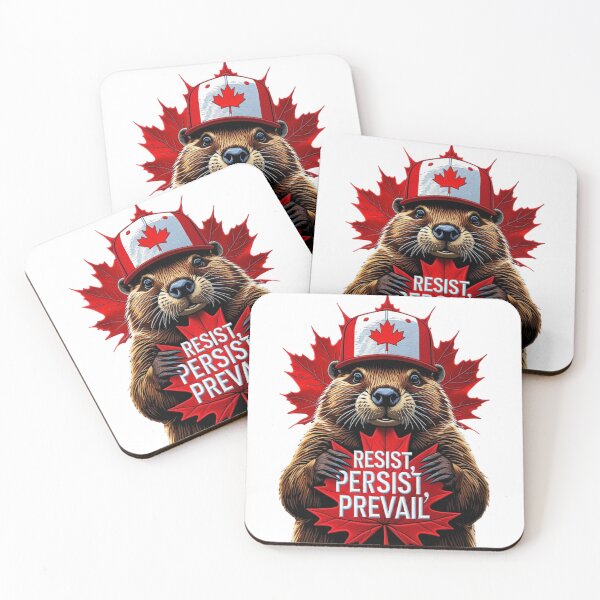 Item preview, Canadian Beaver with Maple Leaf Resist Persist Prevail Design designed and sold by ArtDesignTp.