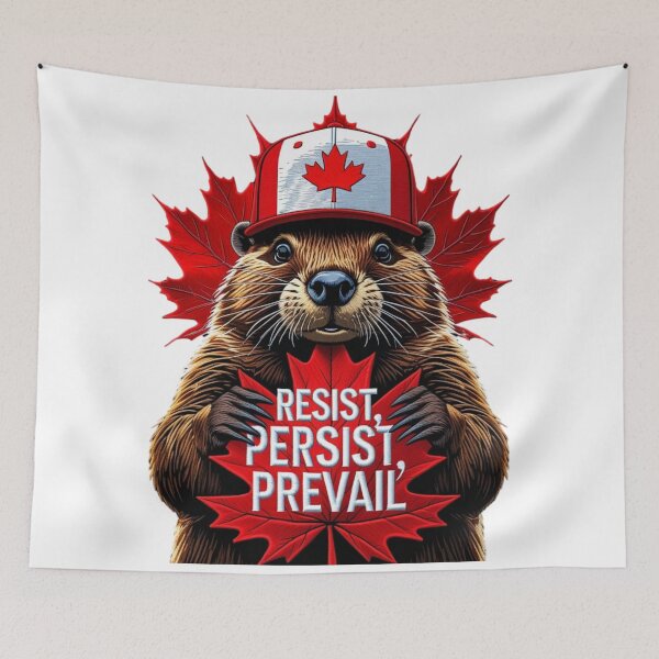 Item preview, Canadian Beaver with Maple Leaf Resist Persist Prevail Design designed and sold by ArtDesignTp.