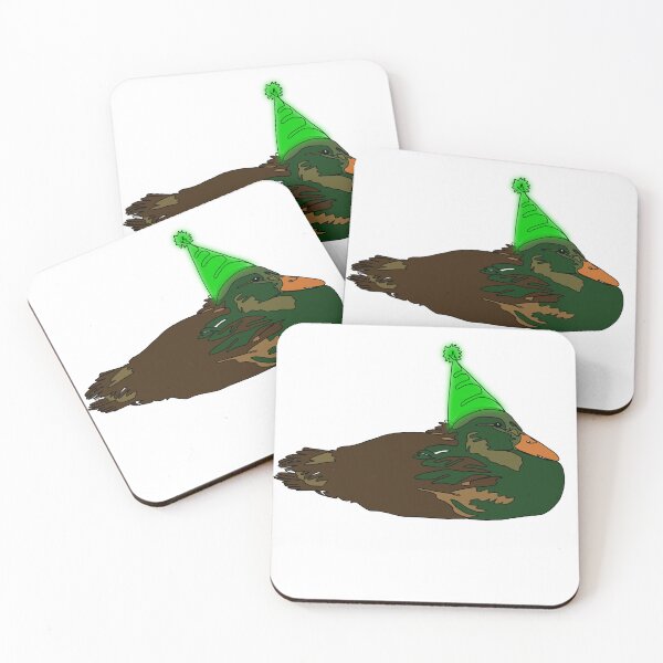 Item preview, Bold Mallard Duck Line Drawing with green Birthday Hat-animalzinhats designed and sold by Ashley’sAnimalz.