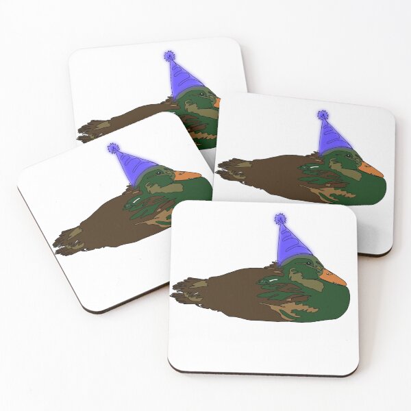 Item preview, Bold Mallard Duck Line Drawing with blue Birthday Hat - animalzinhats designed and sold by Ashley’sAnimalz.