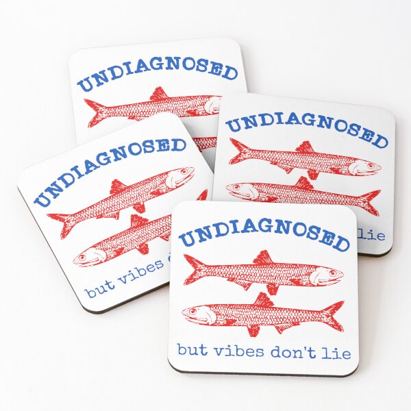Item preview, Undiagnosed But Vibes Don’t Lie – Funny Sardine-Core Mental Health Design designed and sold by Honominu.