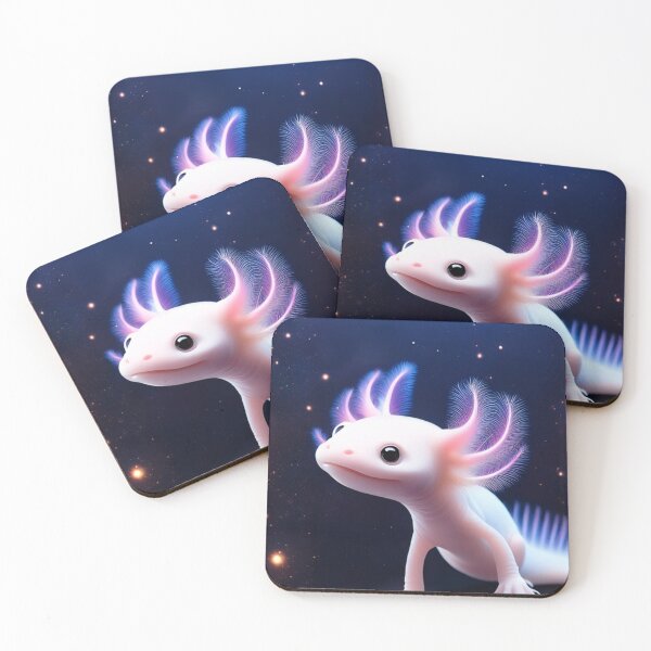 Aperçu de l'œuvre L'Axolotl dans mon cœur – Affiche cosmique mignonne créée et vendue par Mo & Ko Design.