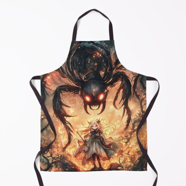 Item preview, Giant Animal Fiery Spider God Looming Over Tiny Girl Warrior in Burning Forest designed and sold by mildaclairmo.