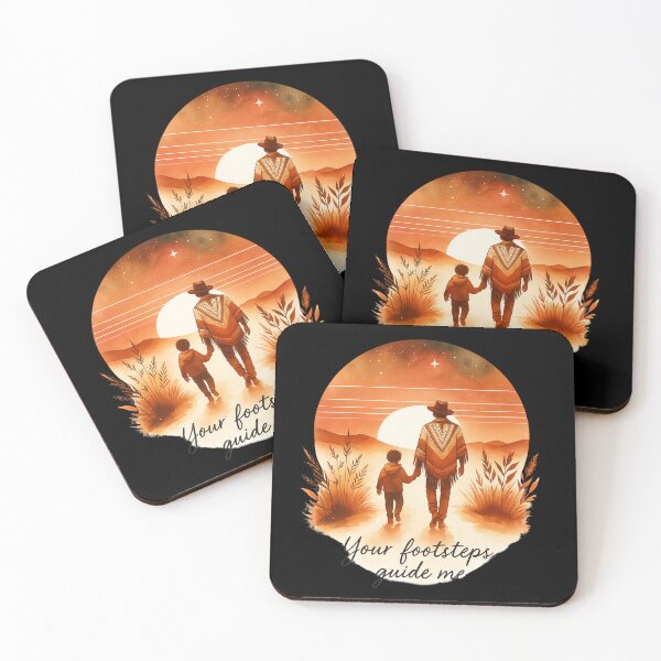 Item preview, Your Footsteps Guide Me – Father and Child Sunset Watercolor Art designed and sold by JenniferCreaArte .
