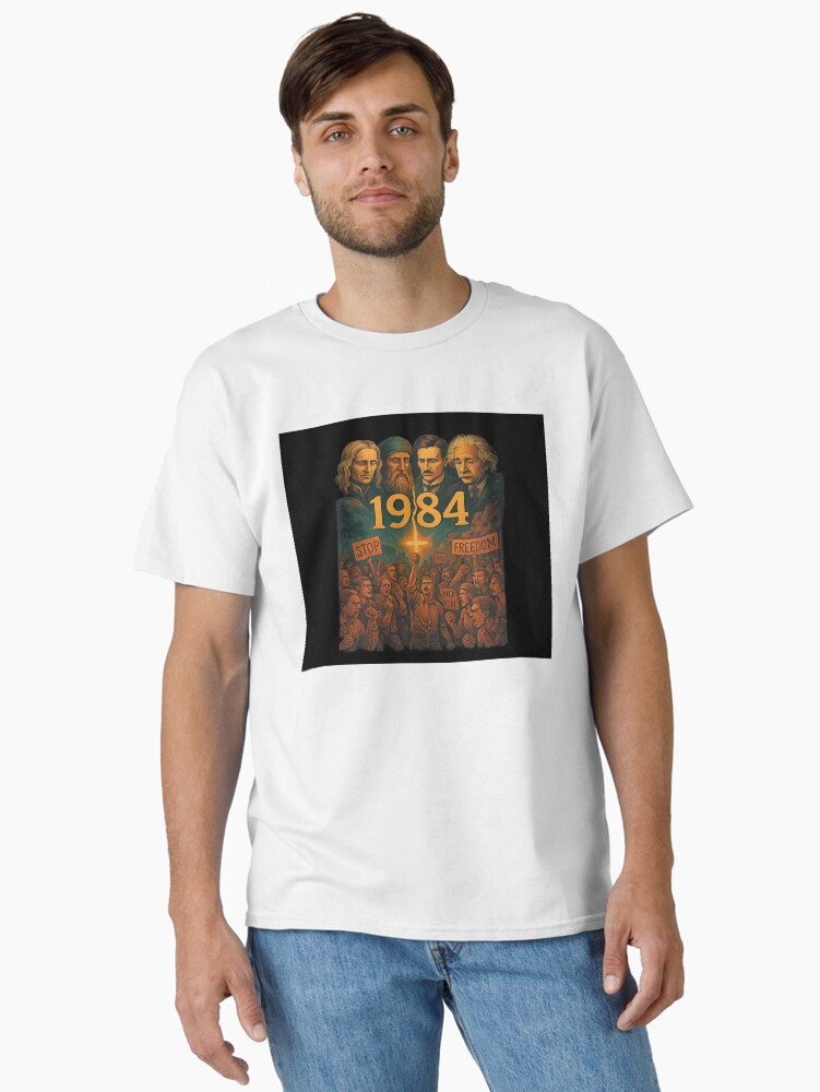 Aperçu 1 sur 7. T-shirt classique avec l'œuvre Ils ont construit l'avenir – Nous l'avons brisé (Collection 1984) créée et vendue par MRMAGICAL.