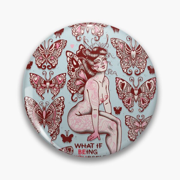Item preview, Be Yourself Butterfly Traditional Tattoo Flash by Ella Mobbs Creep Heart designed and sold by Ella Mobbs.