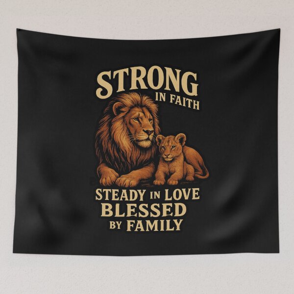 Item preview, Lion Family – Strong in Faith, Steady in Love, Blessed by Family designed and sold by JenniferCreaArte .