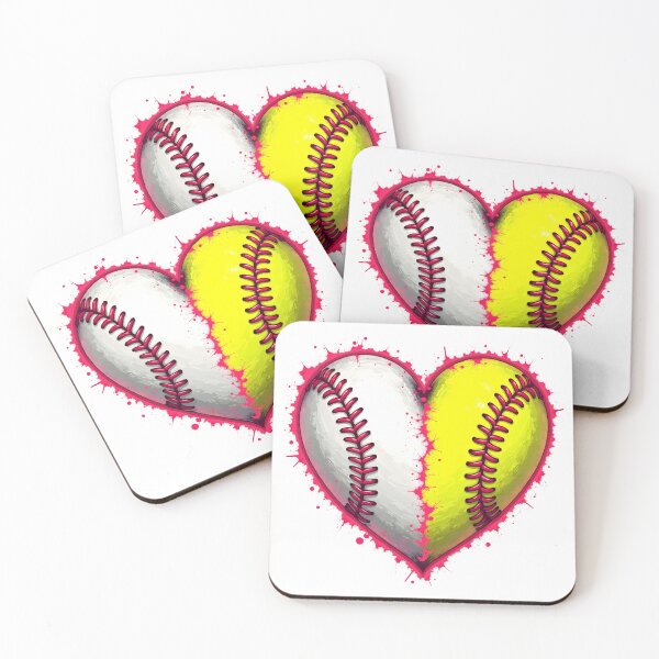 Item preview, Distressed Split Baseball Softball Heart designed and sold by TheEmptyBottleStudio.