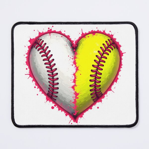 Item preview, Distressed Split Baseball Softball Heart designed and sold by TheEmptyBottleStudio.