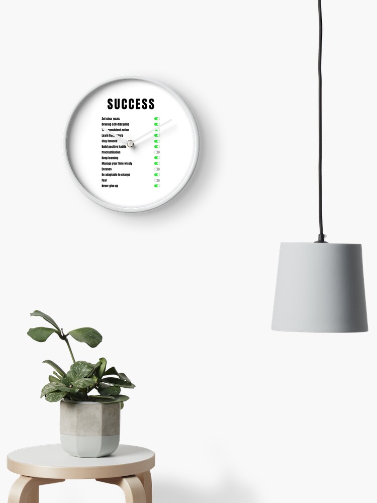 Thumbnail 2 of 4, Clock, Success designed and sold by OnePopArt.