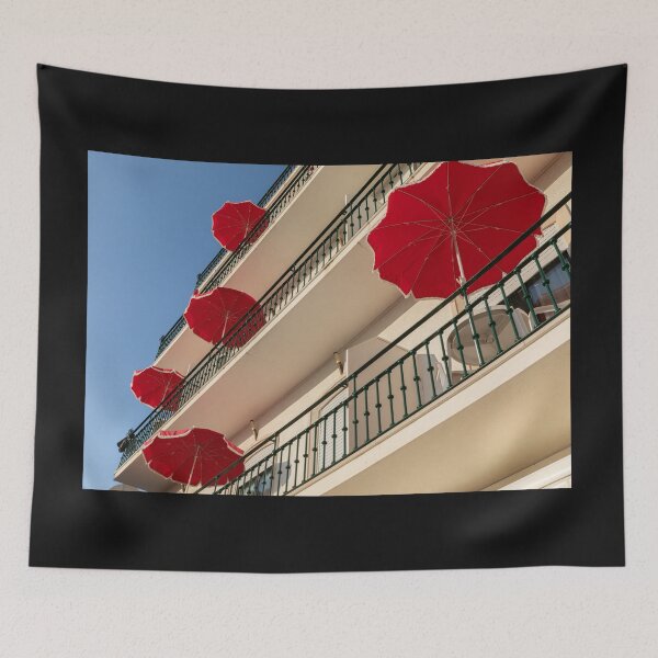 Item preview, Colorful Umbrellas In Nazaré Portugal designed and sold by PsychoAlien.com.