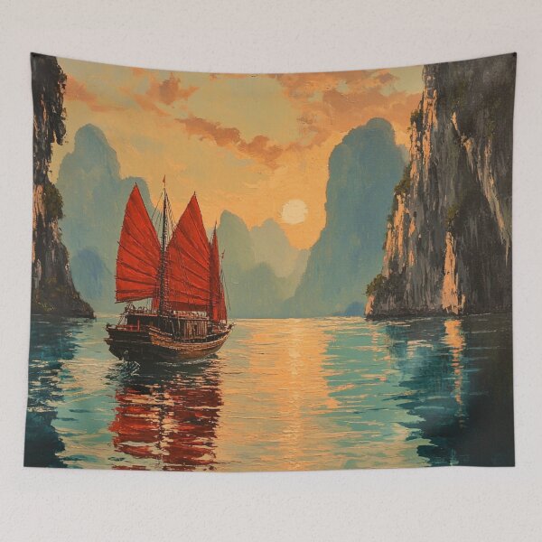 Item preview,  Vietnam  – Junk Boat in Ha Long Bay designed and sold by Myra365Art.