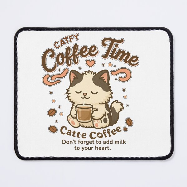 Item preview, Catte Coffee – Cute Black and White Cow Cat with Coffee | Kawaii Barista Cat Design designed and sold by LittleRags.